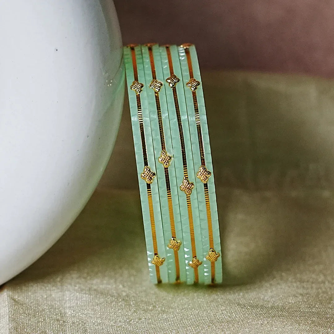 Premium Lightweight Acrylic Kada Bangles for Women (Pack of 4) - The Golden Cascade